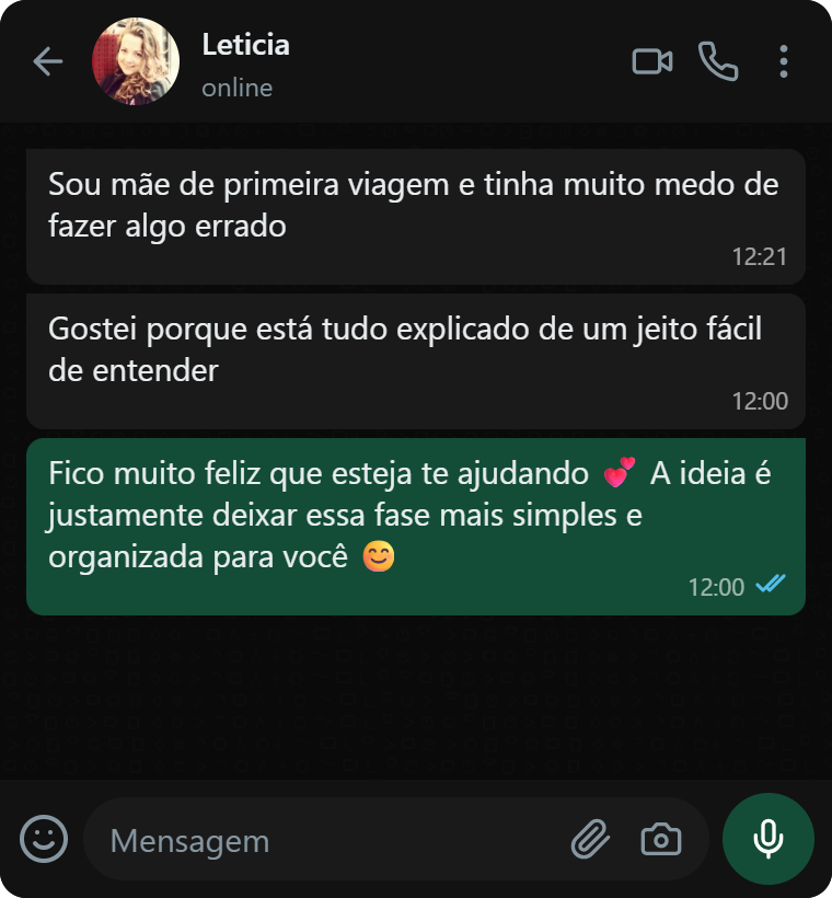 Conversa com Leticia sobre a segurança de ter orientações fáceis de entender